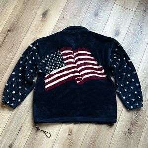 Vintage Bear Ridge Outfitters Fleece Jacket Zip Up Sz Large Patriotic US…